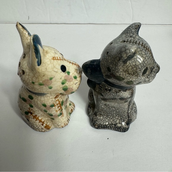 Vintage patchwork Scottie dog and cat salt and pepper Shaker Set. - Picture 2 of 9